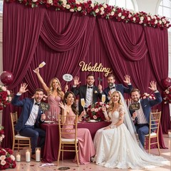 Burgundy 4 Panels Backdrop Curtains – 12ft High for Stunning Scenes