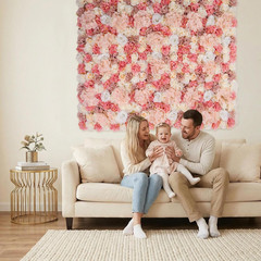 3D Flower Wall Backdrop 6 Pack, 24X16 Inch Blush Pink & Ivory Artificial Rose Pa