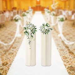 2Pcs 39.4in Milky White Cardboard Vase Stand for Wedding Party Decor