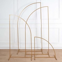 4 Gold Metal Floral Display Frame Half Moon Backdrop STAND Arch Set Party Events