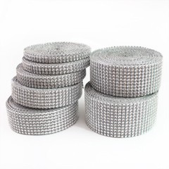 2 Rolls Gold/Silver Diamond Mesh Rhinestone Crystal Ribbon Wrap Various Sizes