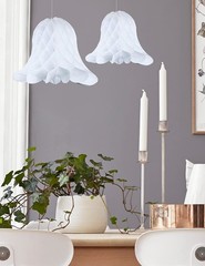Hanging Paper Bells Honeycomb 5 Pieces and Glittery Silver Tassels,White Brid…