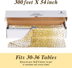 54 Inch X 300 Feet Plastic Table Cloths W/ Cutter Box White Disposable Table