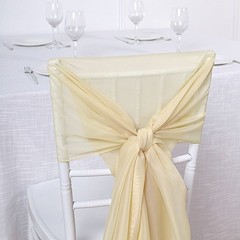 5 Champagne Premium Chiffon Wide CHAIR SASHES Wedding Reception Decorations