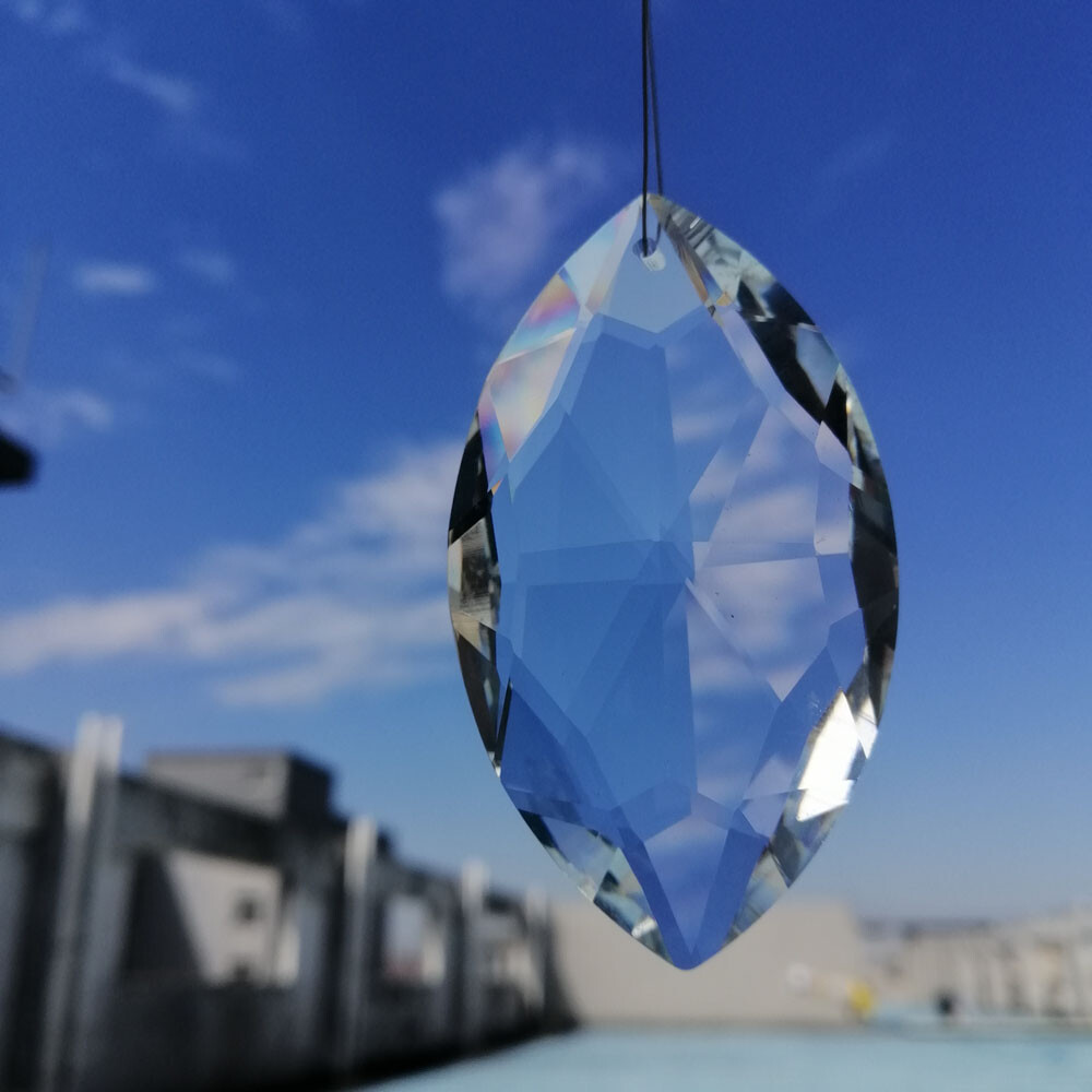 10Pcs 60mm Clear K9 Crystal Horse-Eye Drop Prism Pendant Lamp Lighting Parts