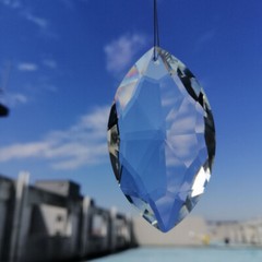 10Pcs 60mm Clear K9 Crystal Horse-Eye Drop Prism Pendant Lamp Lighting Parts