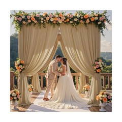 50ft x 15ft Beige Wrinkle Free Backdrop Curtains for Parties,Silky Polyester …