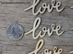 25 Cursive love wood letter word embellishment Wedding Decor craft supply wooden