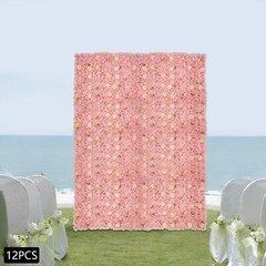 12pcs Artificial Flower Wall Background Silk Rose Mat For Wedding Backdrop Wall