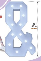 4ft Cardboard White Marquee Light Up “&” Wedding Sign