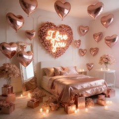 Rose Gold Heart Balloons, 12 Pcs 18 inch Heart Shaped Foil Balloons, Large He…