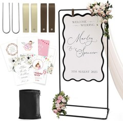 Wedding Welcome Sign Stand Easel Holder for Signs Black with Ground Stakes