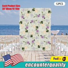 12PCS Artificial Flower Wall Background Silk Rose Mat for Wedding Backdrop Decor