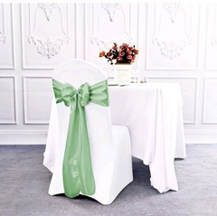 100 Pieces Sage Green Satin Chair Sashes for Wedding Reception Party Hotel Home