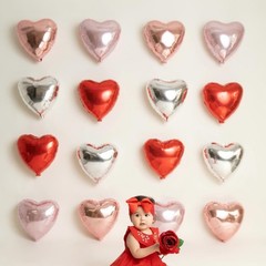 Rose Gold Heart Balloons, 12 Pcs 18 inch Heart Shaped Foil Balloons, Large He…