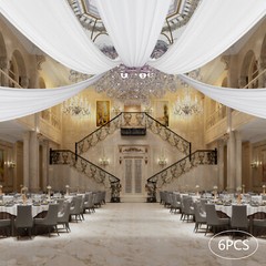 High-Quality White Chiffon Ceiling Drapes, 6 Panels (5*30 Feet Each), Perfect