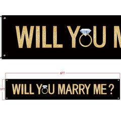 Proposal Banner Will You Marry Me Flower Propose 6ft, Black
