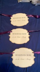 Reserved Row Signs for Wedding – Bride’s Family ~ Groom’s Family – Plum Ribbon