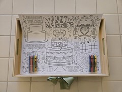 Wooden Tray with Wedding Coloring Sheets & Crayons