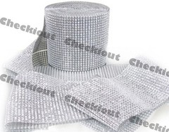 4.5″ x 6ft Wedding Decoration Supplies Rhinestone Diamond Wraps Ribbon Mesh