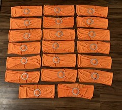 20 Lot ORANGE Spandex CHAIR Sash SILVER SLIDER BUCKLE Belt WEDDING PARTY SHOWER