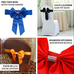 Lot of 25 Black Reversible Satin Wedding Shower Party Bow Tie Chair Decor NEW!