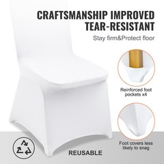 VEVOR 150PCS Stretch Spandex White Folding Chair Covers Banquet Elastic Wedding