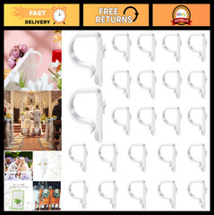 24 Heavy Duty Church Pew Clips – Plastic Hooks for Wedding Decorations, Aisle Fl