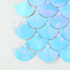 24 IRISDESCENT BLUE Mermaid Scales Sequin Wall Photo Backdrop PANELS Party