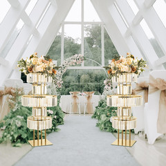 5-Tier Crystal Gold Vase for Centerpiece – Large Wedding Decor Flower Stand | Me