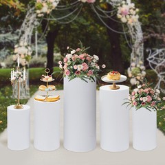 Metal Cylinder Pedestal Stand Backdrop Columns Birthday Dessert Display Table