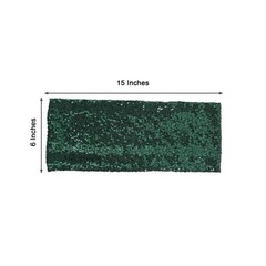 10 Hunter Green Spandex Sequined CHAIR SASHES Ties Wraps Wedding Decorations