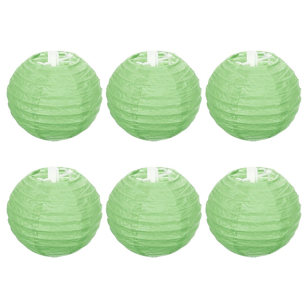 6pcs 4 Inch Folding Hanging Paper Lanterns Small Lampshade Grass Green