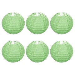 6pcs 4 Inch Folding Hanging Paper Lanterns Small Lampshade Grass Green