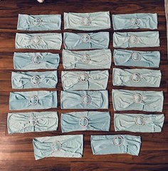 20 Lot Turquoise TEAL Spandex CHAIR Sash SILVER BUCKLE Belt WEDDING PARTY SHOWER