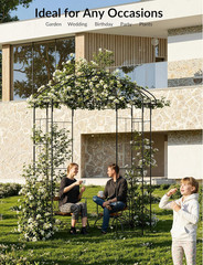 9Ft Metal Birdcage Garden Arbor – Heavy Duty Steel Pergola Pavilion with 8 Groun