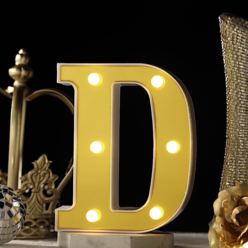 6″ tall GOLD D LED Lighted Marquee Letters Sign Party Wedding Events Decorations