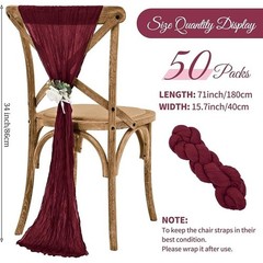 50 Pack Cheesecloth Chair Sashes Rustic Wedding Party Decor Washable Durable New
