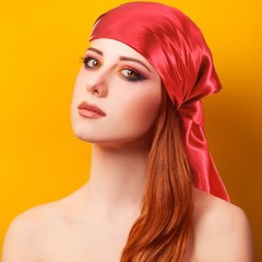 35 Inch Square Satin Head Scarf Silk Feeling Hair Scarf, Red