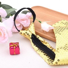 Xiyantiji Sequin Neckties for Men Disco Themed Sparkly Pre-Tied Neck Ties Gold