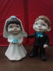 Vtg Atlantic Mold 9” Wedding Bride and Groom Ceramic Pair Lot (2) Holy Matrimony