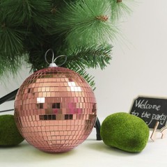 4 Rose Gold 6″ wide Glass Mirror Disco Balls Ornaments Party Wedding Decorations