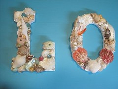 Beach Decor Handmade Shell Letters LOVE – Multicolor Shell Letters – Wooden