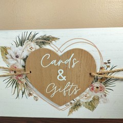 Cards & Gifts Wooden Sign Floral Rustic Wedding Baby Bridal Shower Table Decor