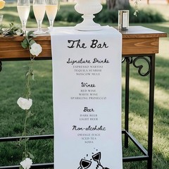 Boho Wedding Drinks Menu Fabric Sign Mobile Bar Table Banner