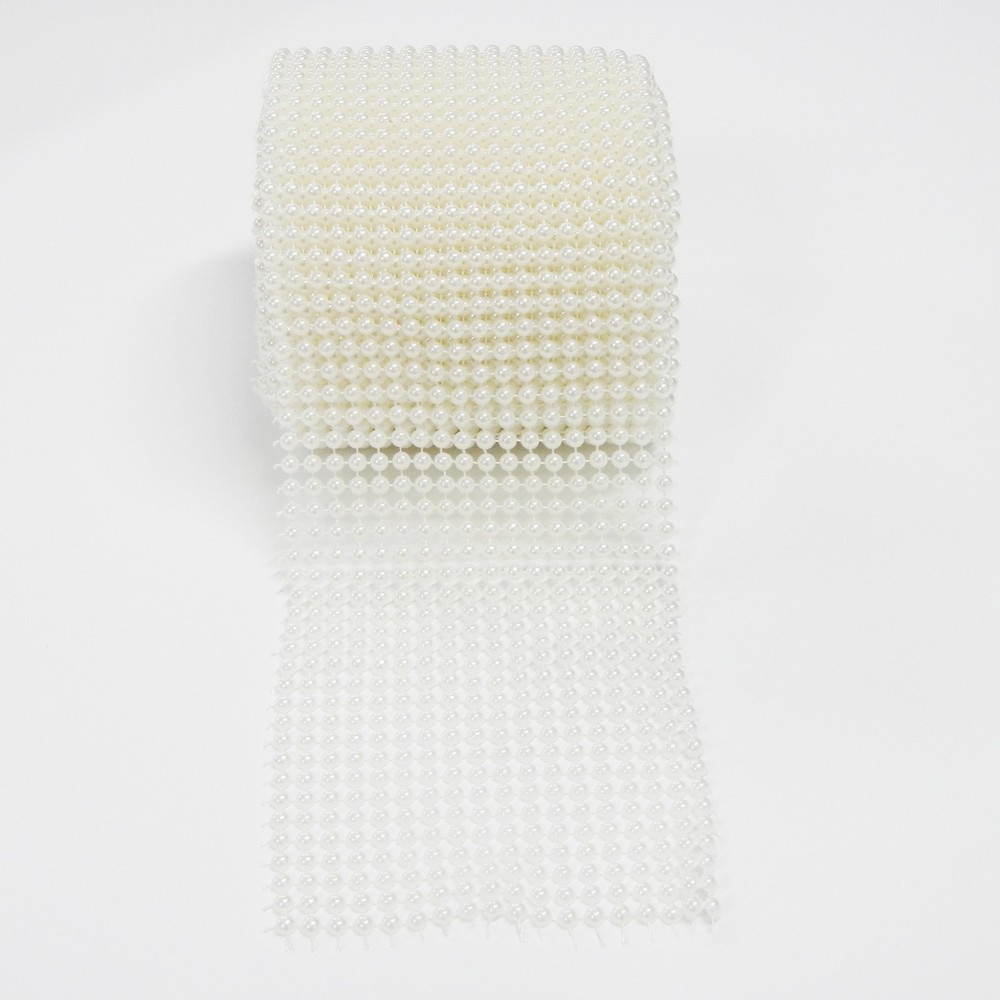 4.5″ X 1 Yard, Blinggasm Pearl Mesh Roll, Choose Size: 5mm-18 Rows, 9mm-12 Rows