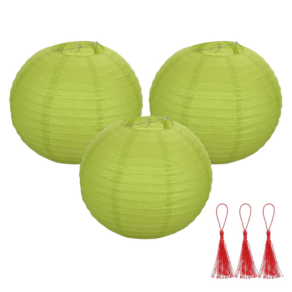3 Pcs Fruit Green Round Paper Lanterns 14 Inch Paper Lantern Party Decorations