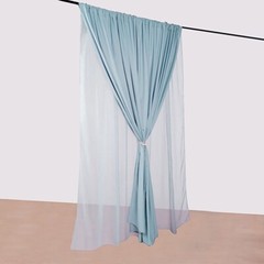 DUSTY BLUE 10 ft x 10 ft Polyester Sheer Chiffon Dual Layer CURTAIN Rod Pockets