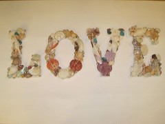 Beach Decor Handmade Shell Letters LOVE – Multicolor Shell Letters – Wooden