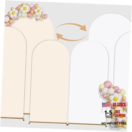 Double Color Arch Backdrop Cover Set of 3 – 6FT+6.6FT+7.2FT White+Crean